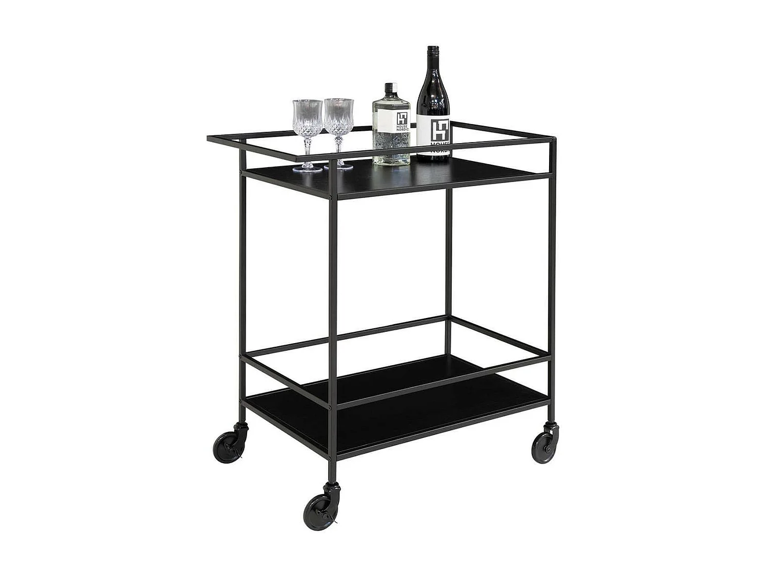 BRUZZI - Desserte sur Roulettes Acier et Plateaux Noirs