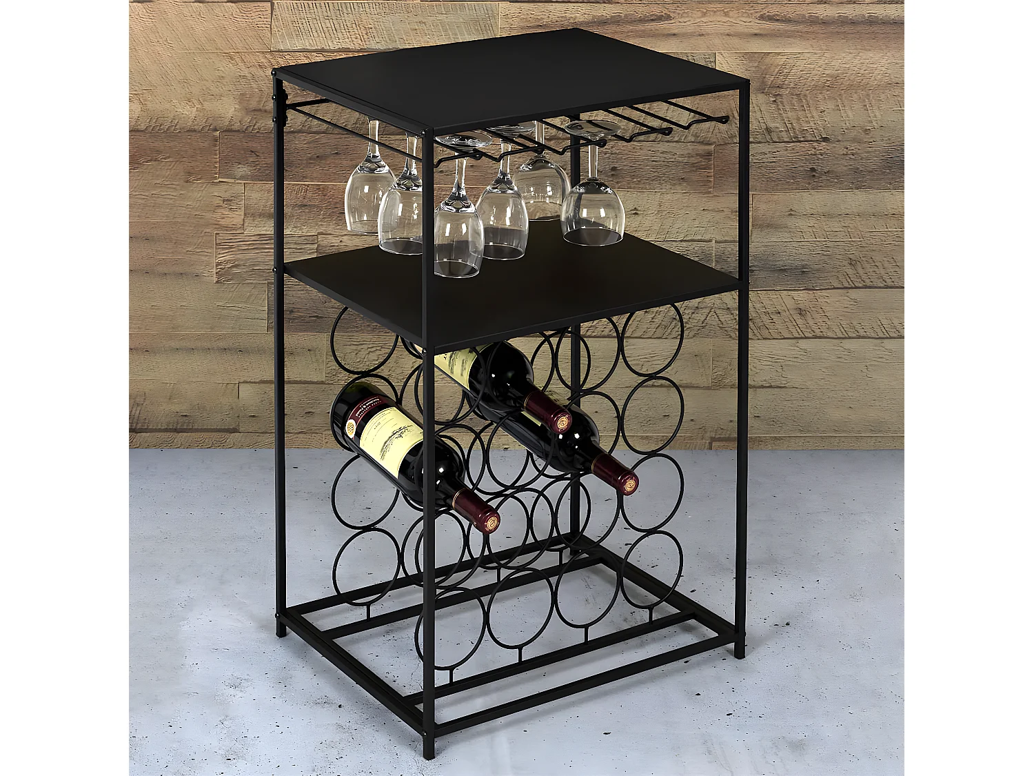 DIVEN - Desserte Porte-Bouteilles Métallique Noire