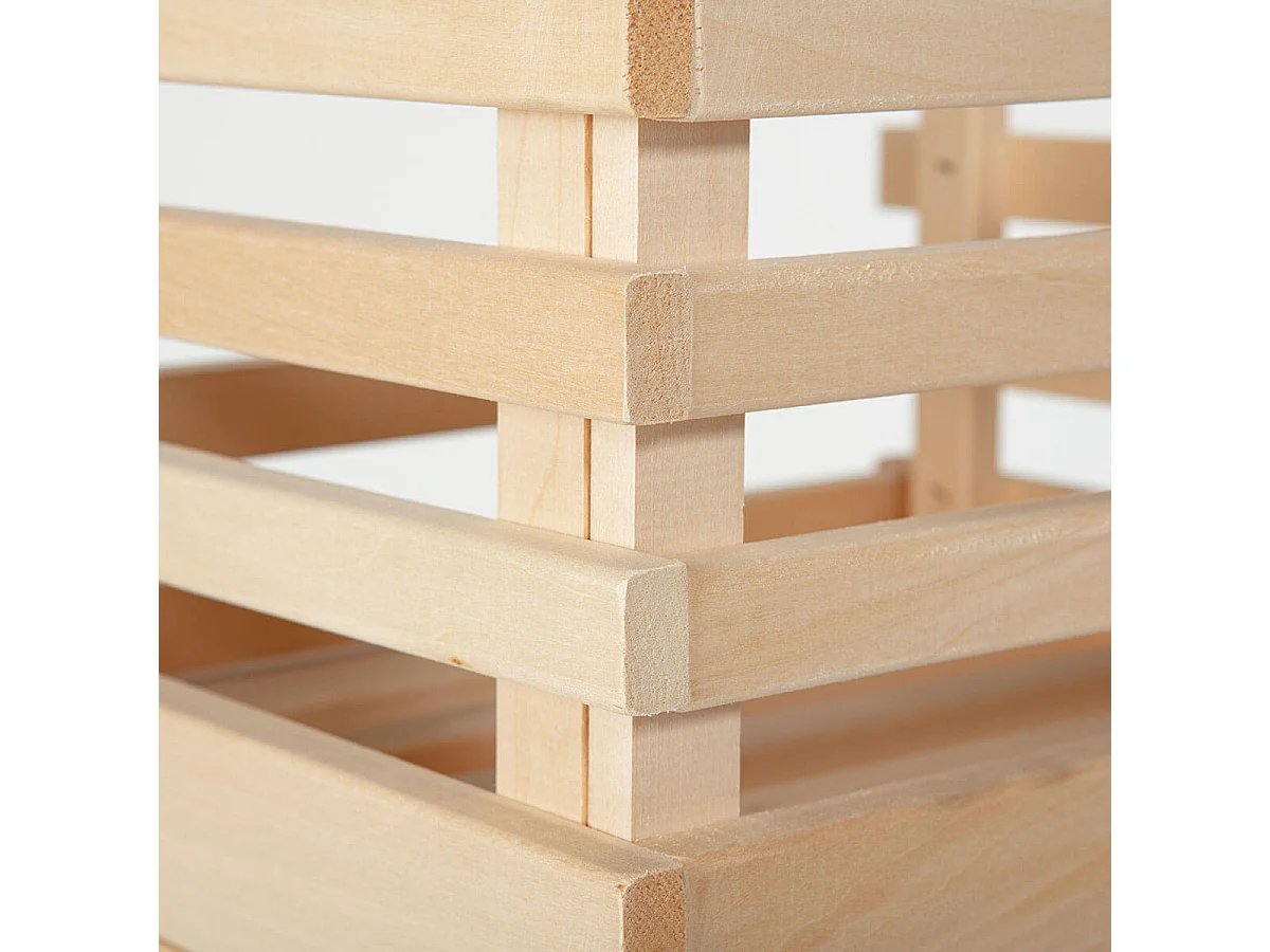 LEGUMES - Lot 3 Cageots Empilables Pin Massif sur Roulettes