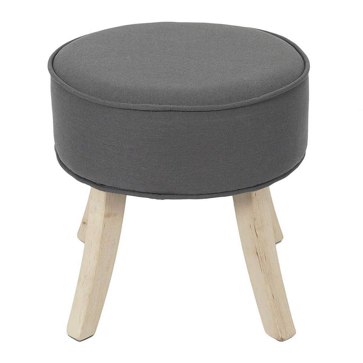 NORA Lot de 2 Tabourets Ronds Coloris Gris et Pieds Bois