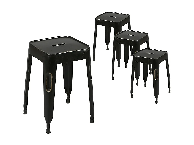 TOLGA - Lot de 4 Tabourets Noirs