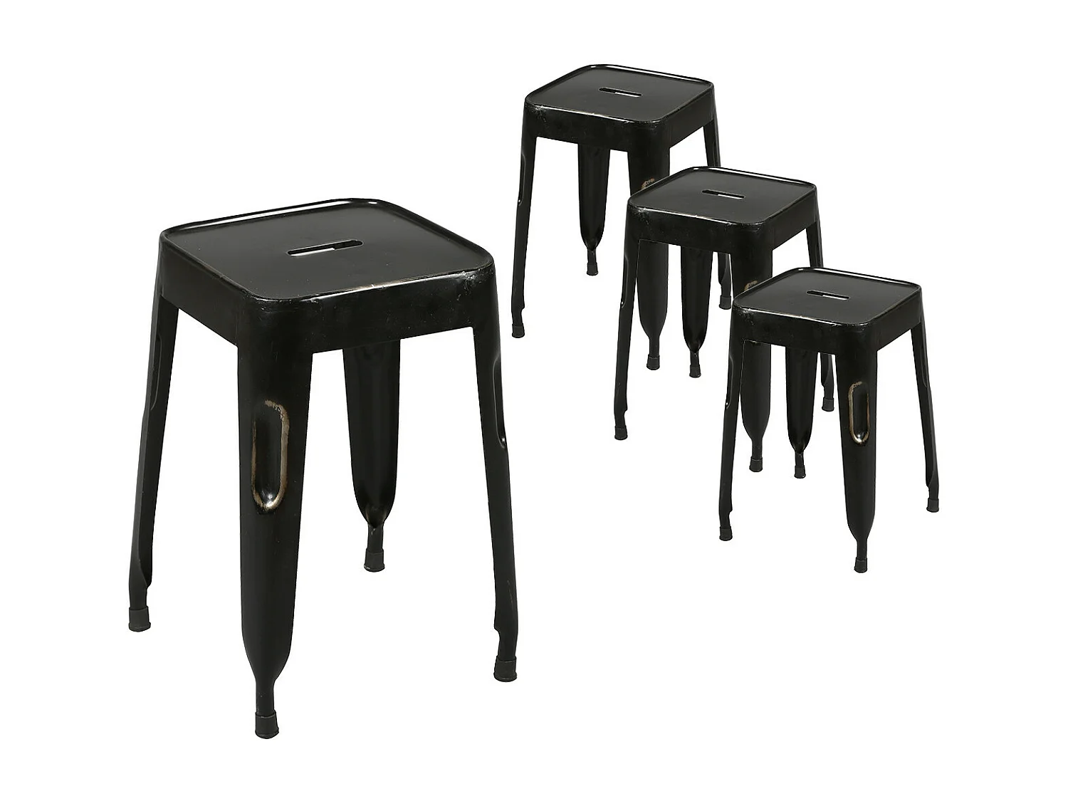 TOLGA - Lot de 4 Tabourets Noirs
