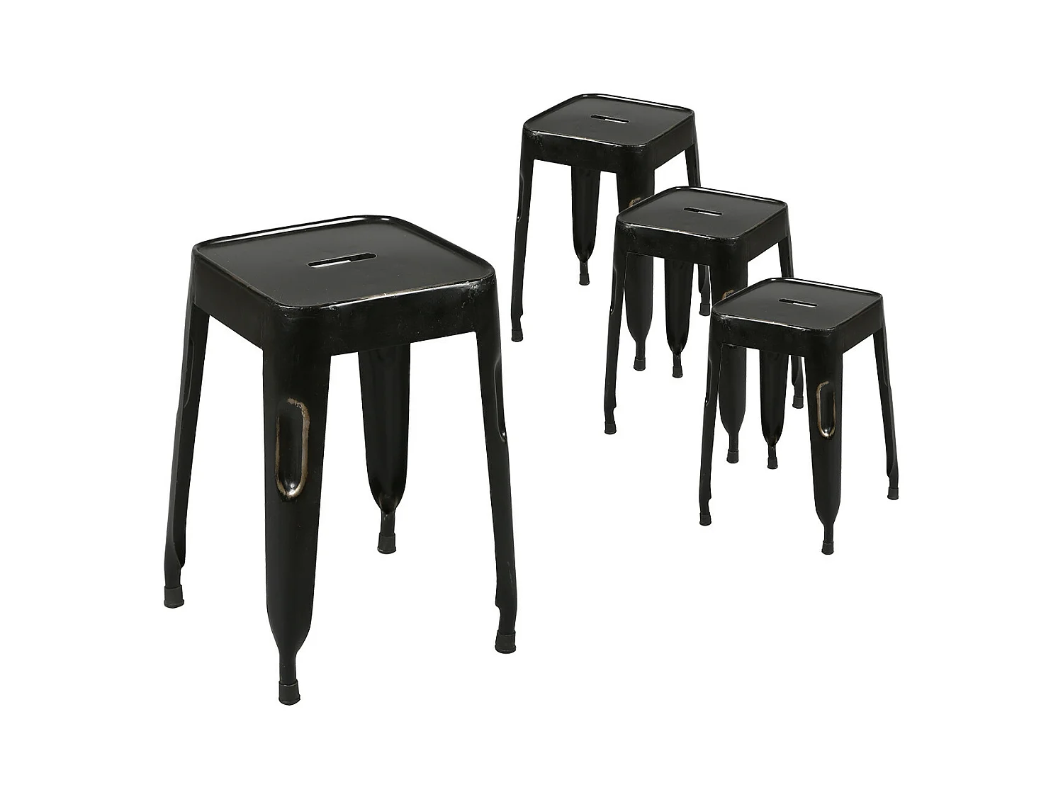 TOLGA - Lot de 4 Tabourets Noirs