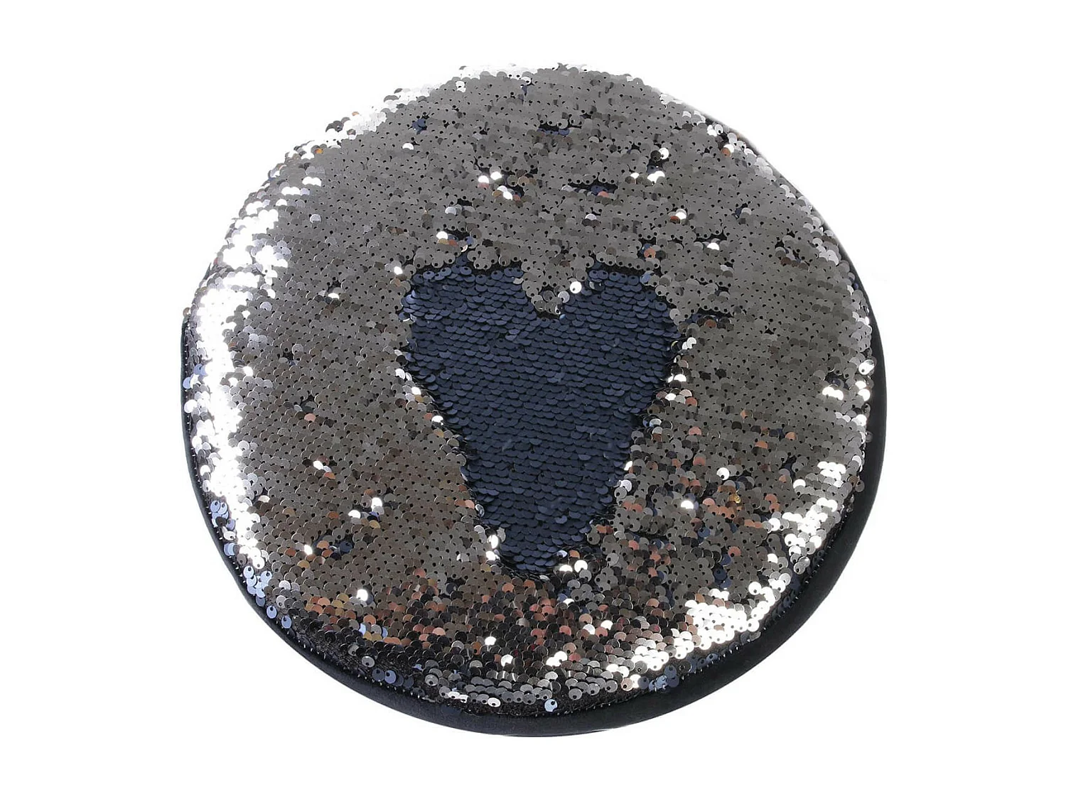 FLAKE - Tabouret Noir Rond avec Sequins Bleus et Argentés