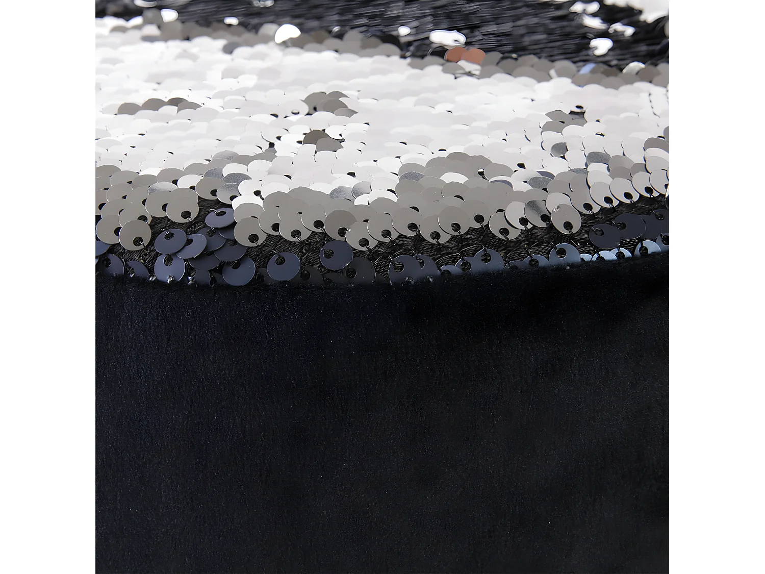 FLAKE - Tabouret Noir Rond avec Sequins Bleus et Argentés