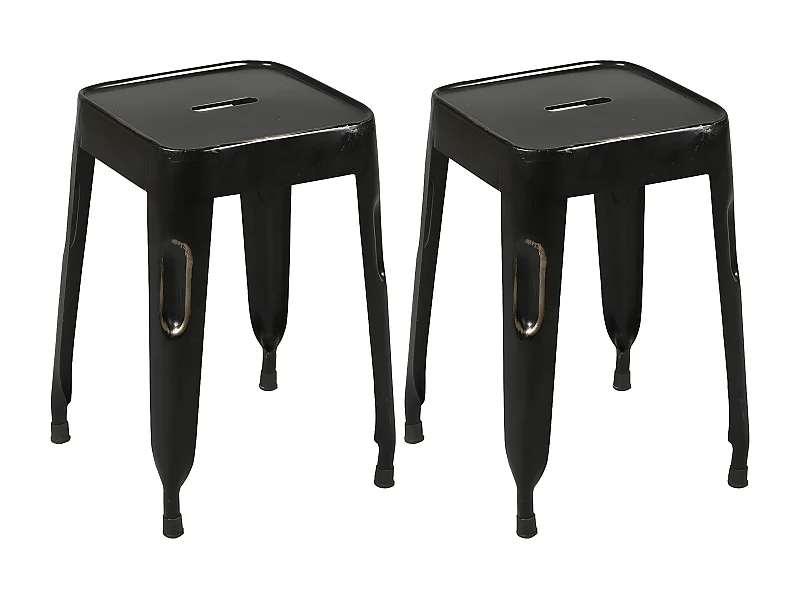TOLGA - Lot de 2 Tabourets Noirs