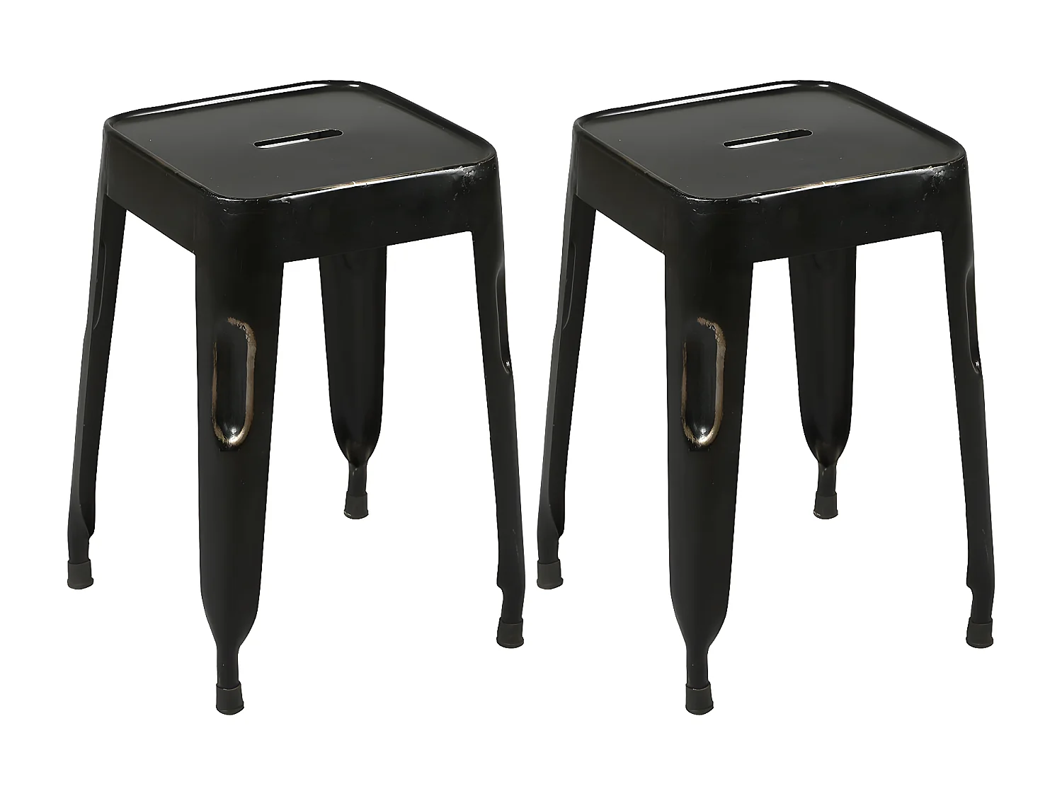 TOLGA - Lot de 2 Tabourets Noirs