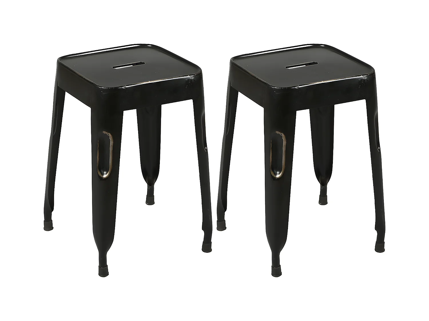 TOLGA - Lot de 2 Tabourets Noirs