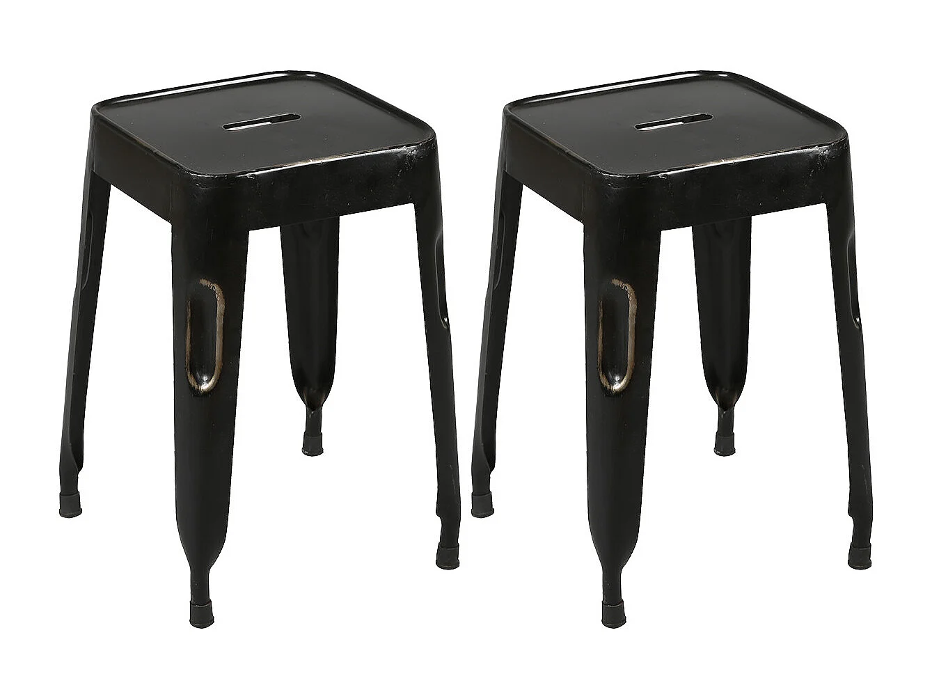 TOLGA - Lot de 2 Tabourets Noirs