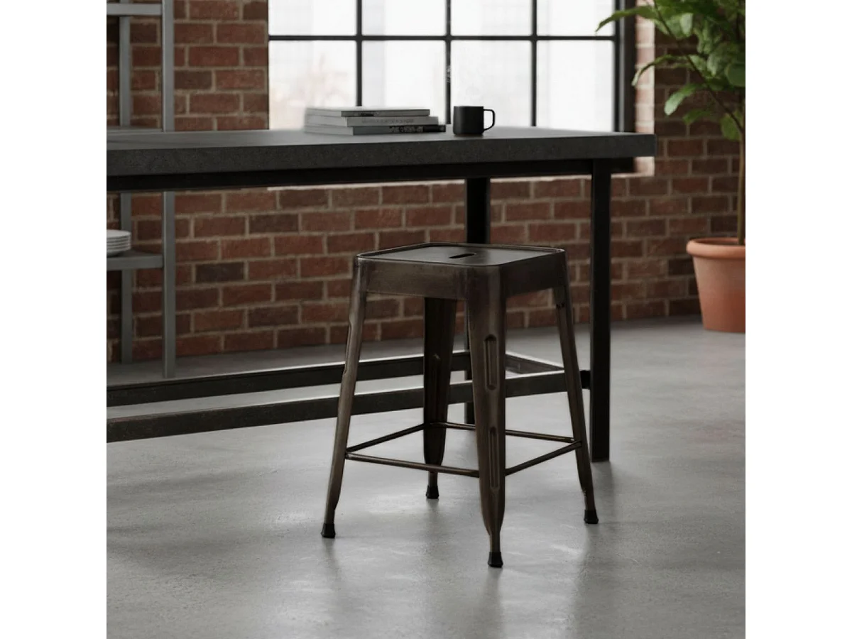 TOLGA - Lot de 2 Tabourets Noirs