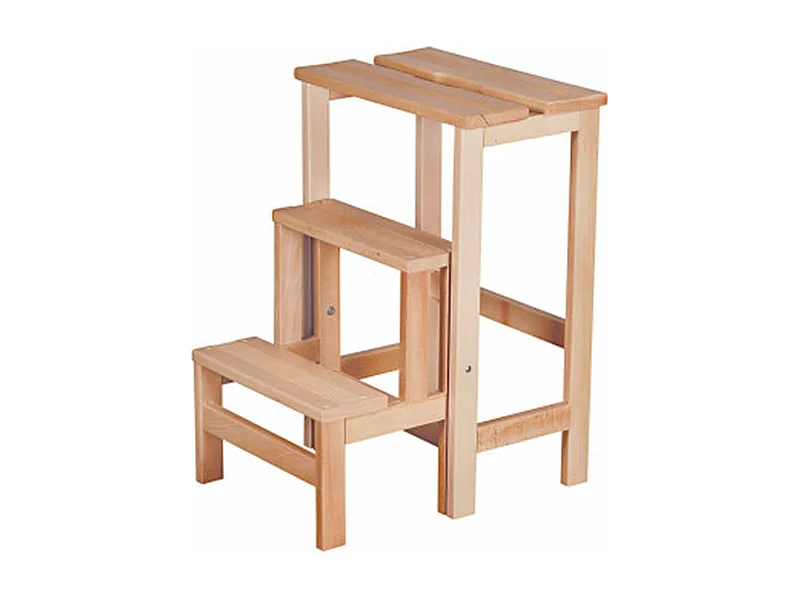 EUGENE - Tabouret Escabeau en hêtre vernis