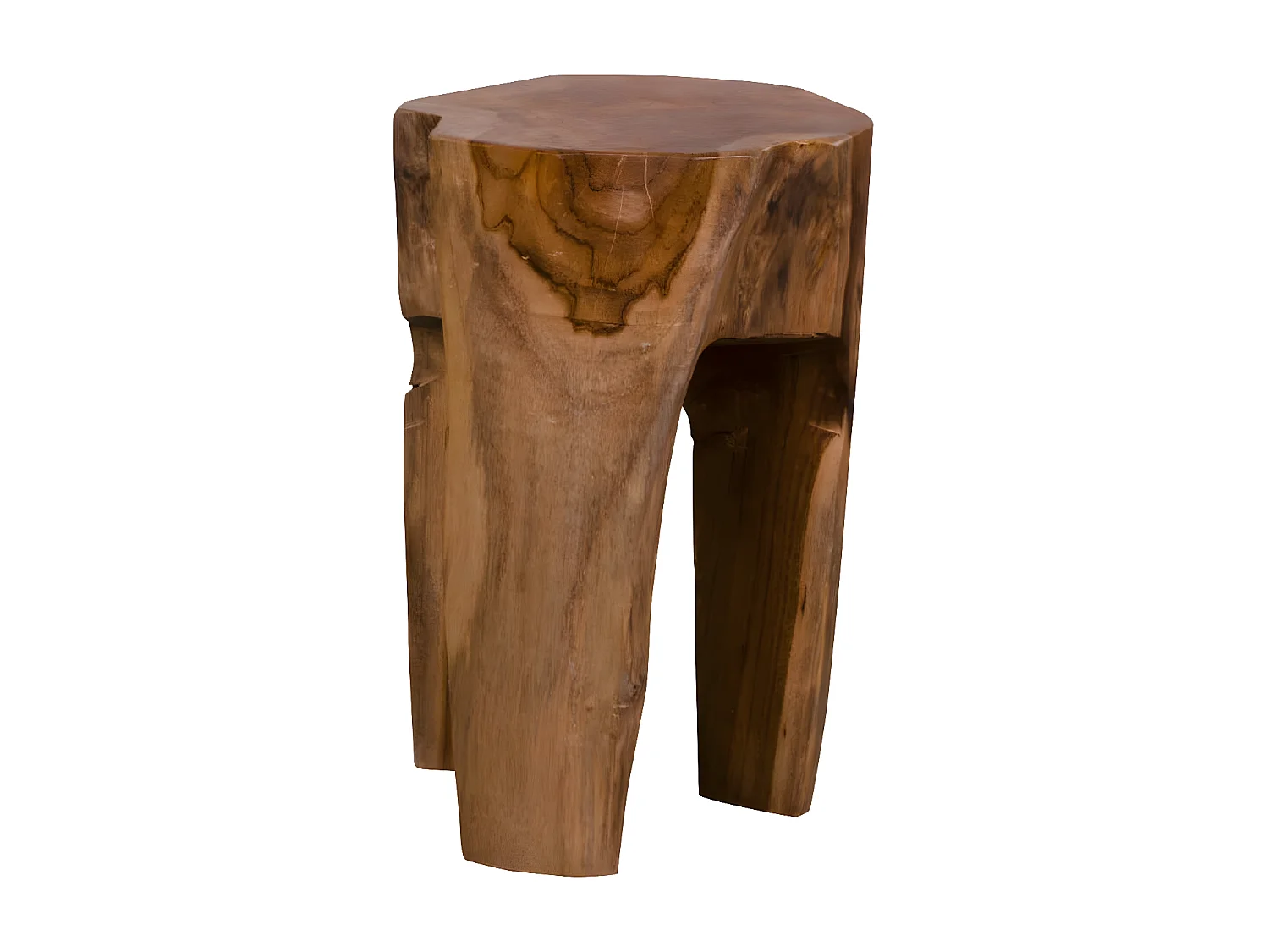 CHIKO - Tabouret 3 Pieds en Teck Brut Naturel