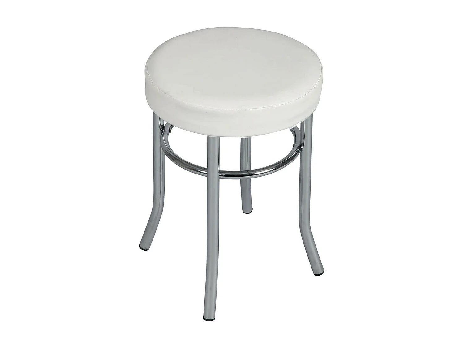 TODARO - Tabouret Acier Chromé et Simili Blanc
