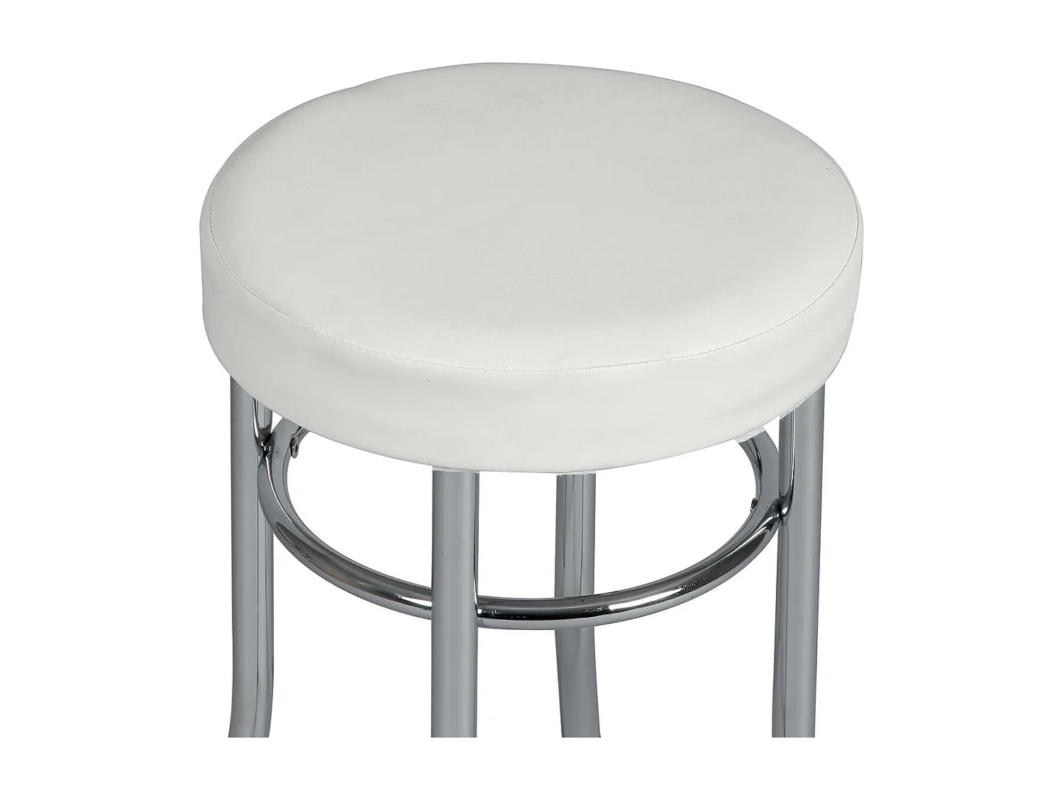 TODARO - Tabouret Acier Chromé et Simili Blanc