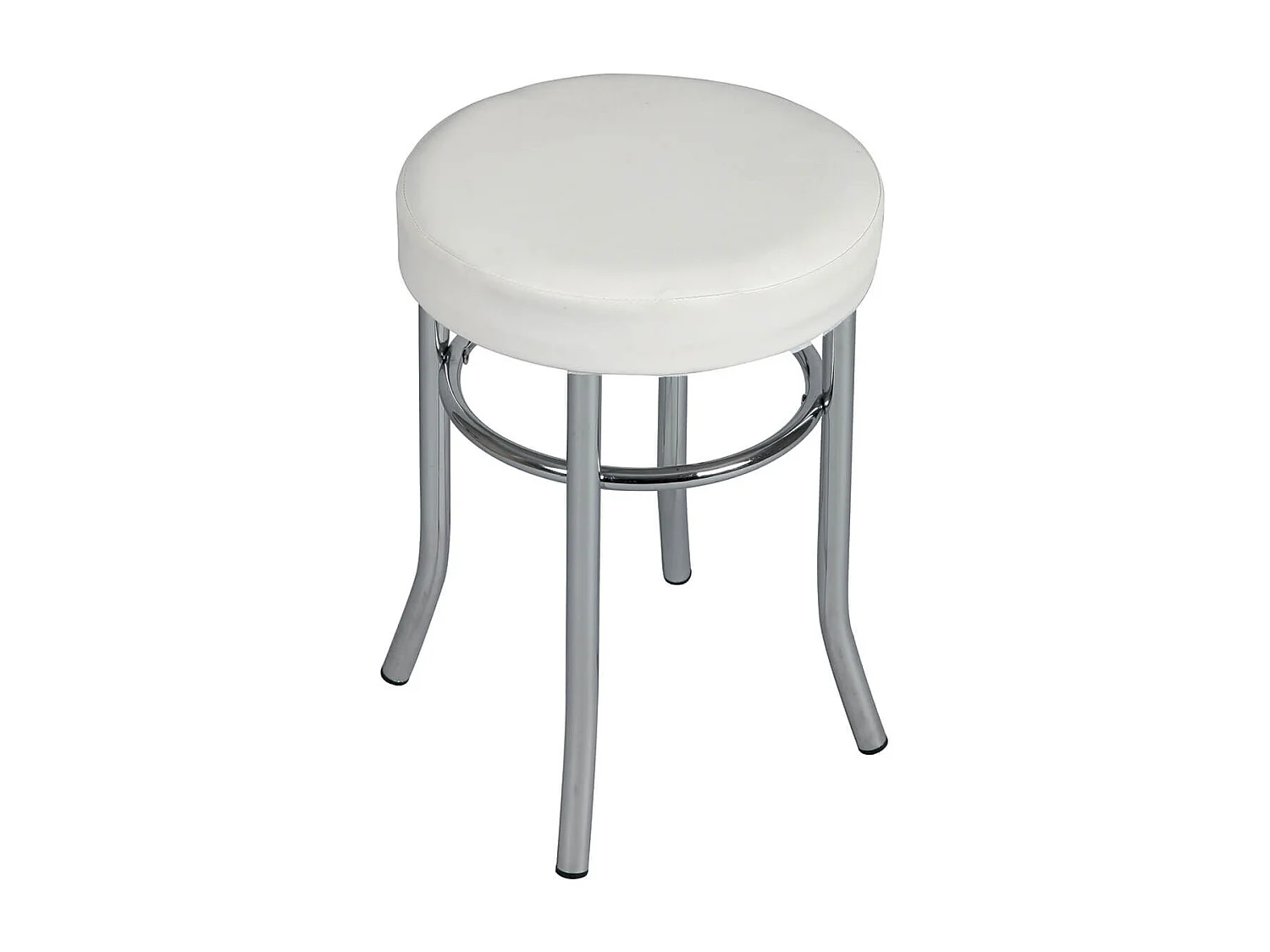 TODARO - Tabouret Acier Chromé et Simili Blanc