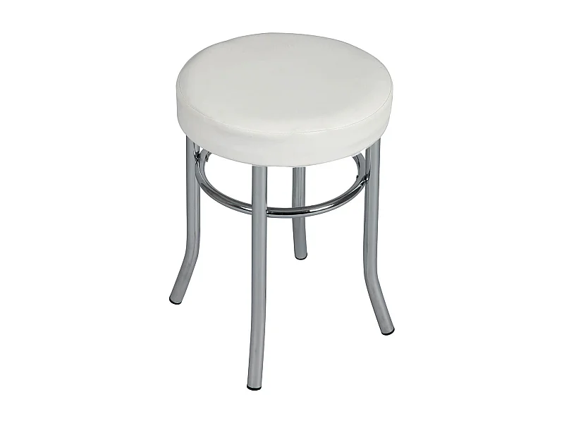 TODARO - Tabouret Acier Chromé et Simili Blanc