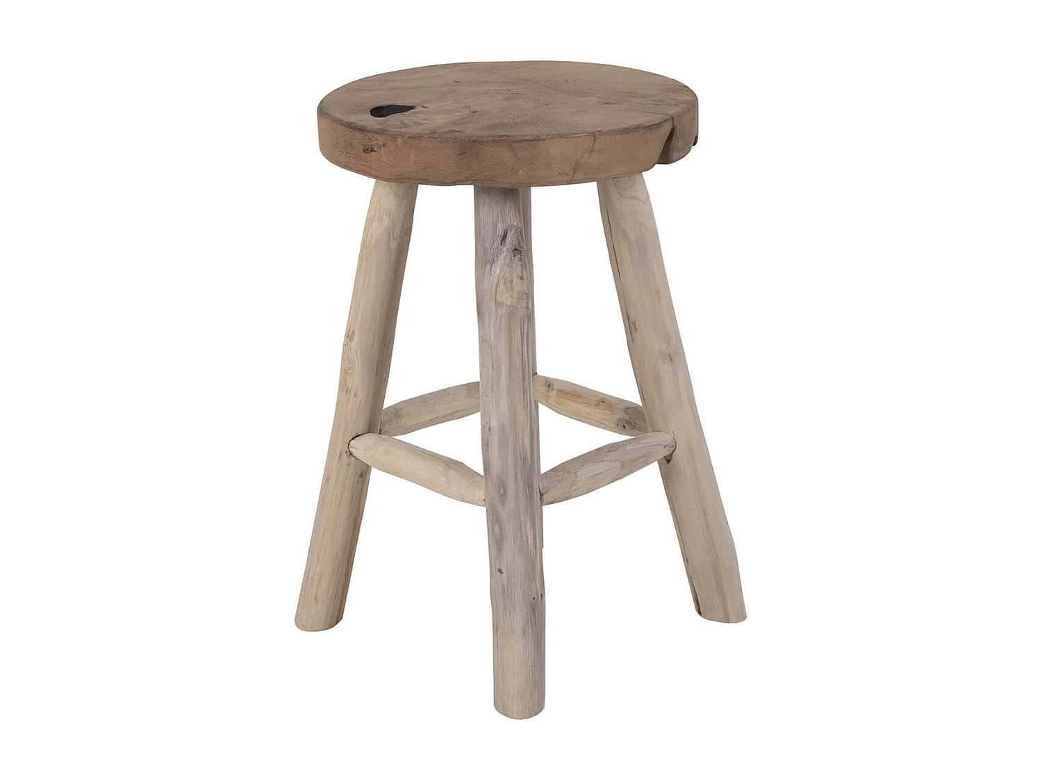 CLACIKO - Tabouret 4 Pieds en Teck Brut Naturel