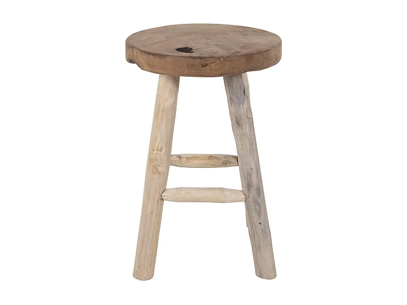 CLACIKO - Tabouret 4 Pieds en Teck Brut Naturel