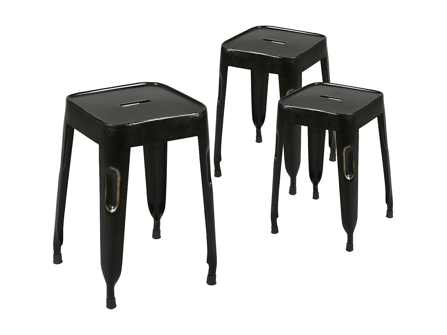 TOLGA - Lot de 3 Tabourets Noirs