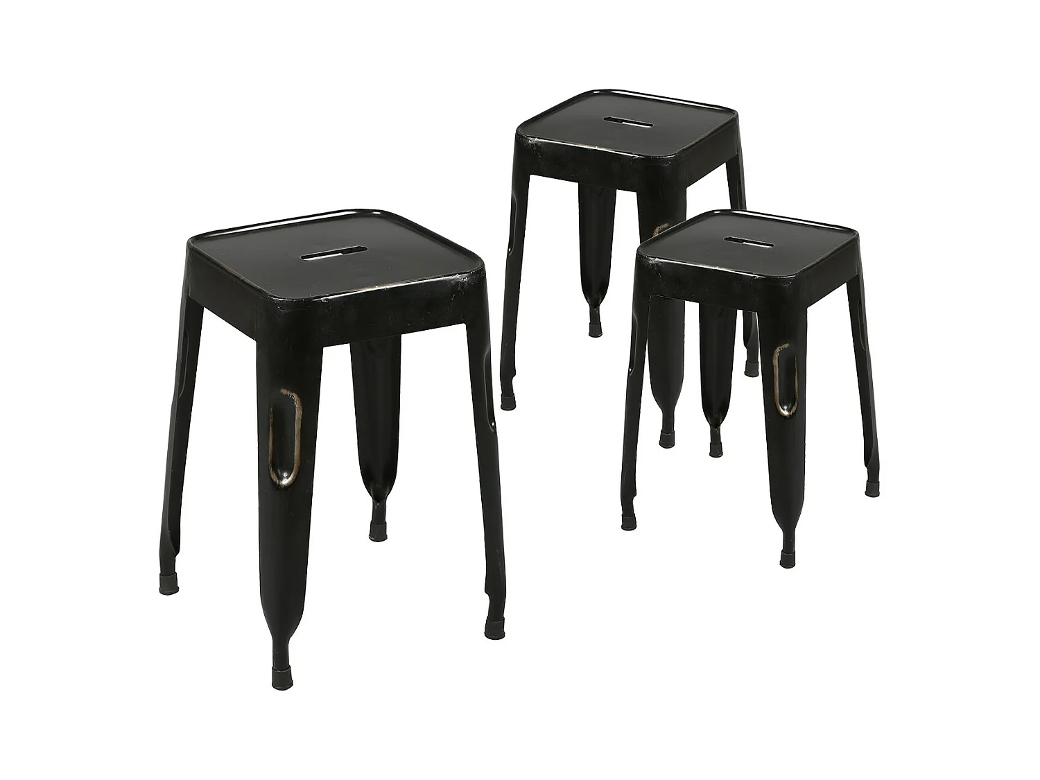 TOLGA - Lot de 3 Tabourets Noirs