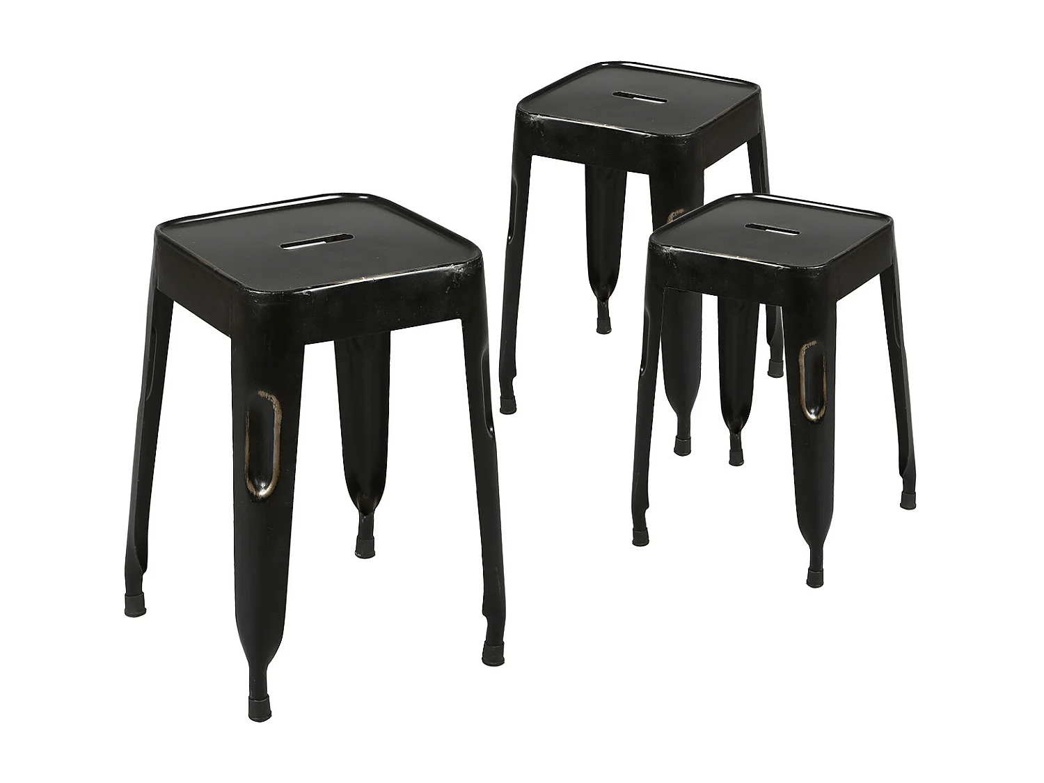 TOLGA - Lot de 3 Tabourets Noirs