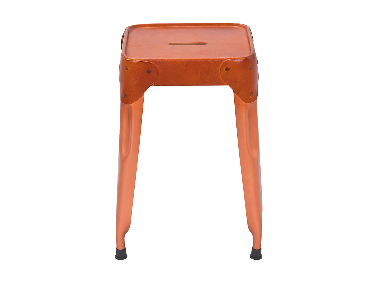 LOFT CUIR - Lot 4 Tabourets Métalliques Coloris Cuivre et Revêtement Cuir