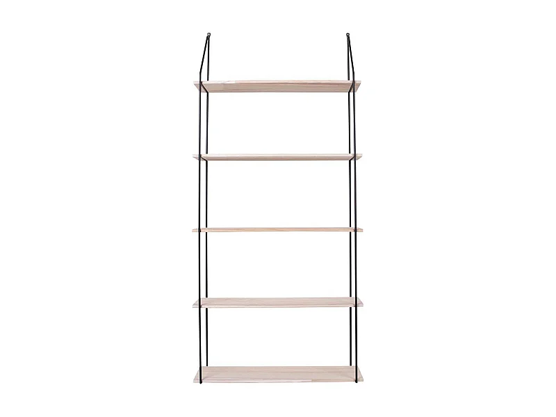 TAPIA - Etagère Murale 5 Niveaux Bois et Acier Noir