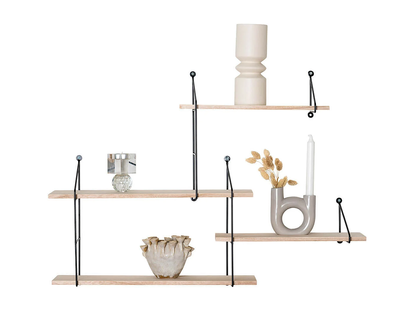 MELROSE - Etagère 4 Niveaux Bois et Acier Noir