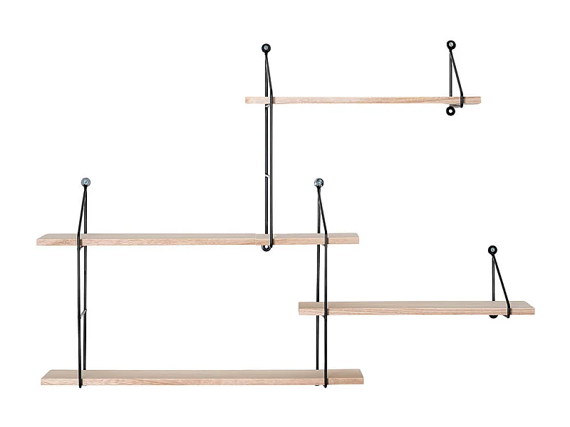 MELROSE - Etagère 4 Niveaux Bois et Acier Noir
