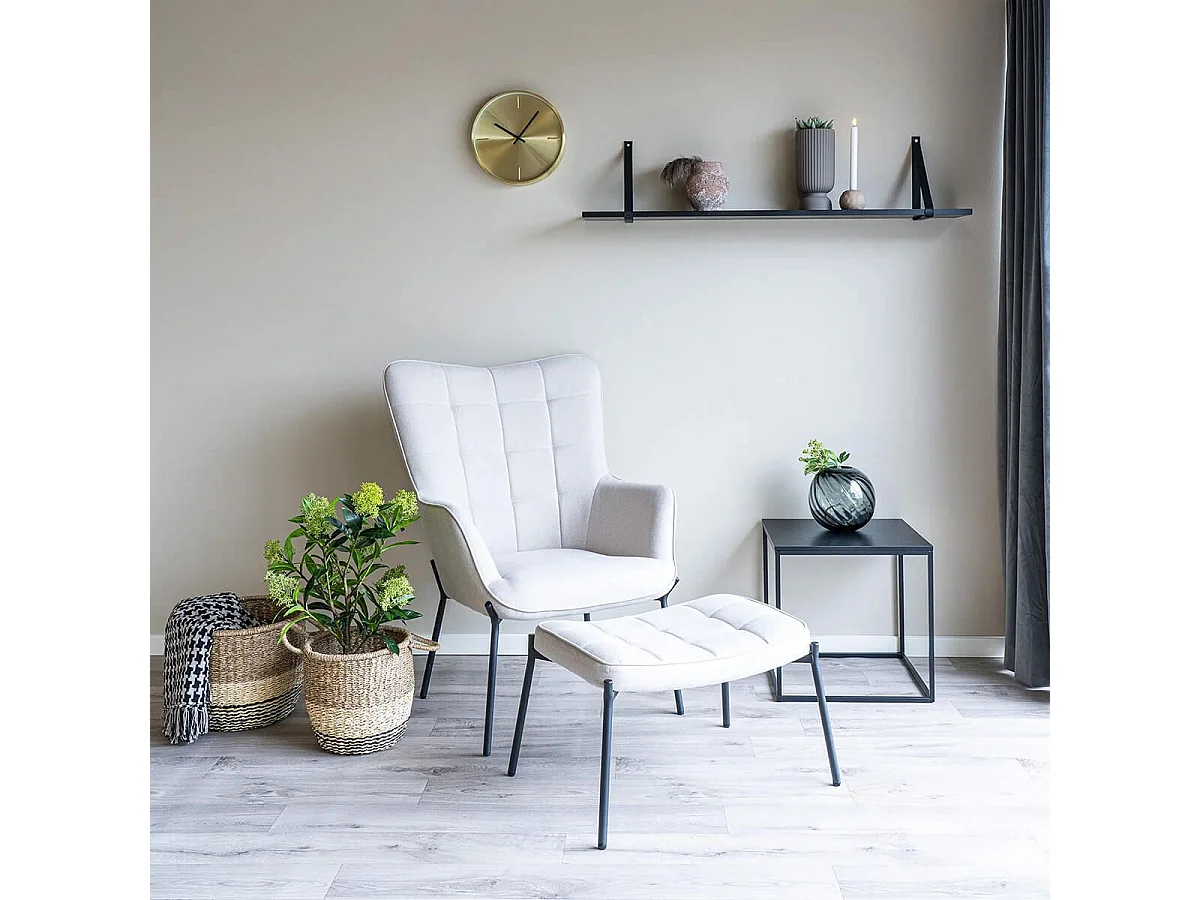 CASONA - Etagère Murale 120x20cm Hévéa Noir et Cuir