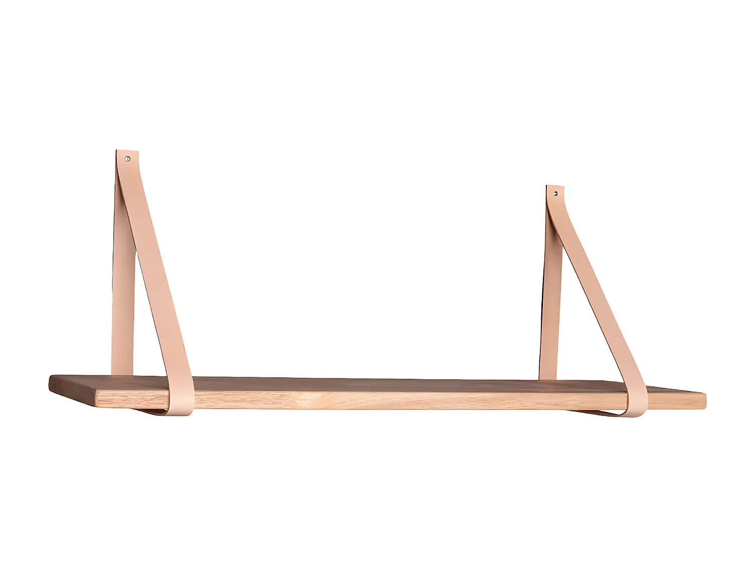 CASONA - Etagère Murale 120x20cm Hévéa Naturel et Cuir