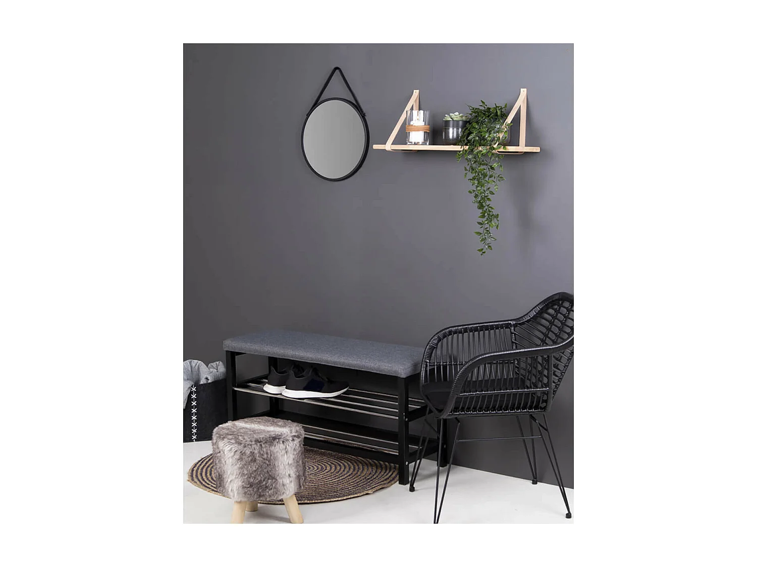 CASONA - Etagère Murale 120x20cm Hévéa Naturel et Cuir