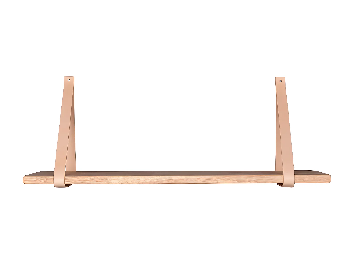 CASONA - Etagère Murale 120x20cm Hévéa Naturel et Cuir