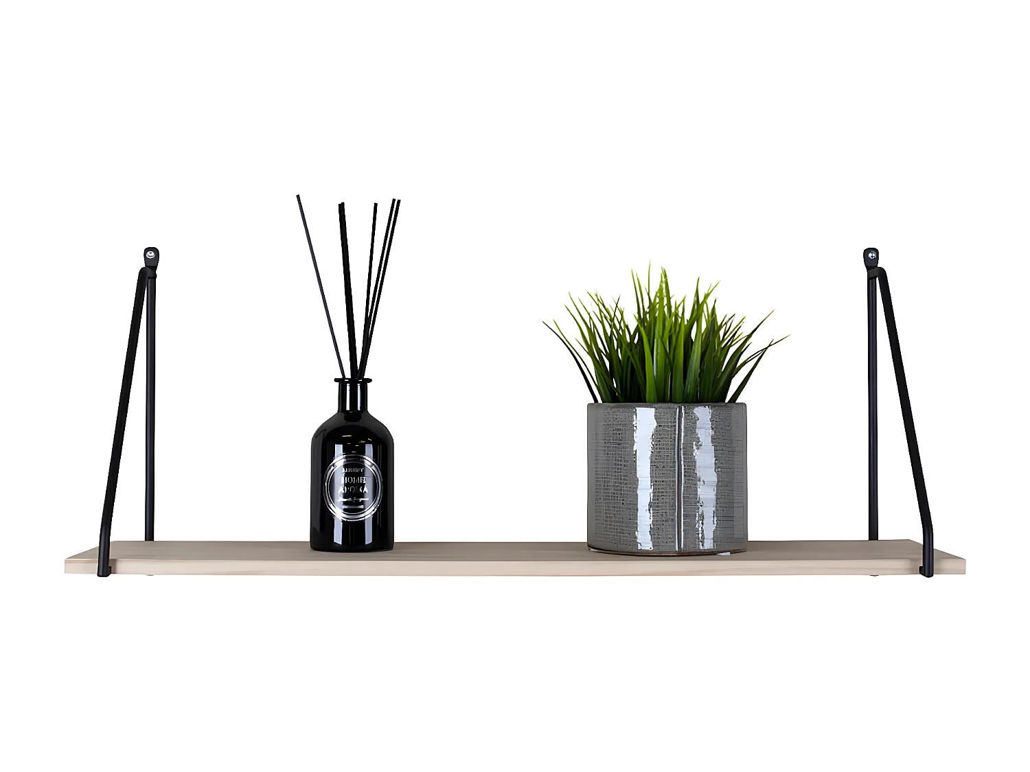 SALINAS - Etagère Murale Bois et Acier Noir