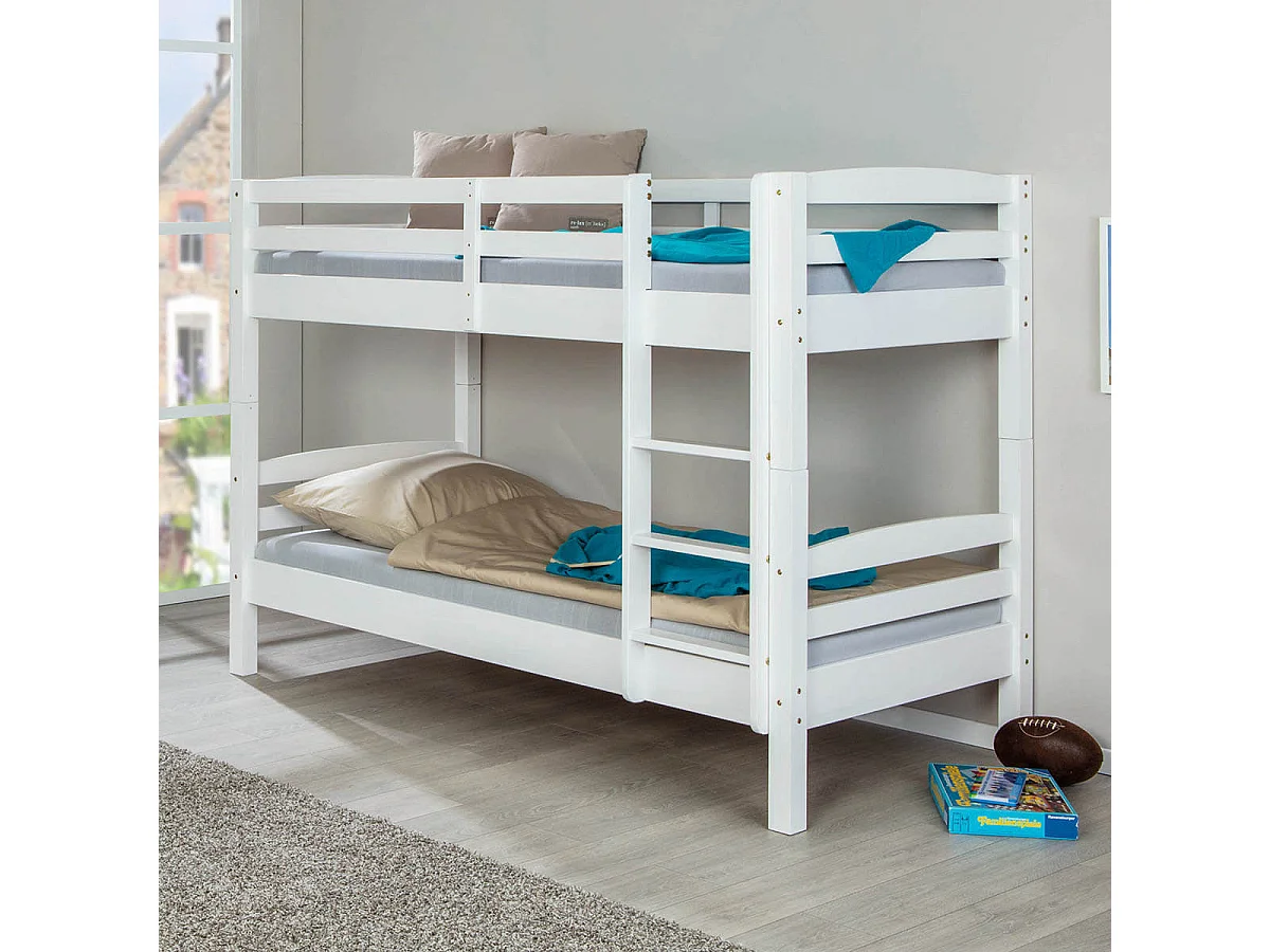 ALASKA - Lits Superposés 90x200 avec Sommiers Blanc