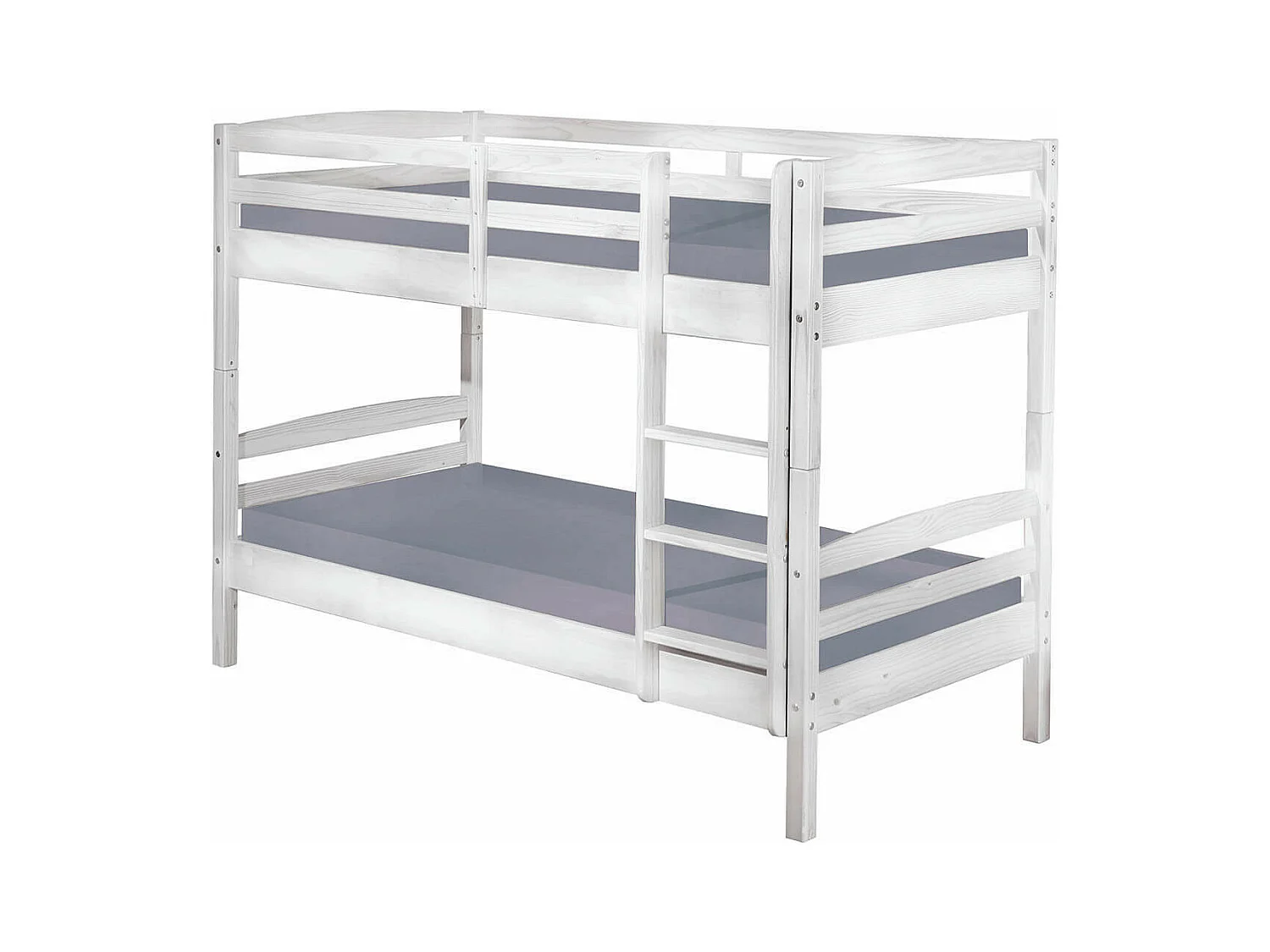 ALASKA - Lits Superposés 90x190cm + Sommiers Bois Massif Vernis Blanc