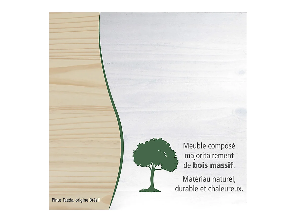 ALASKA - Lits Superposés 90x190cm + Sommiers Bois Massif Vernis Blanc