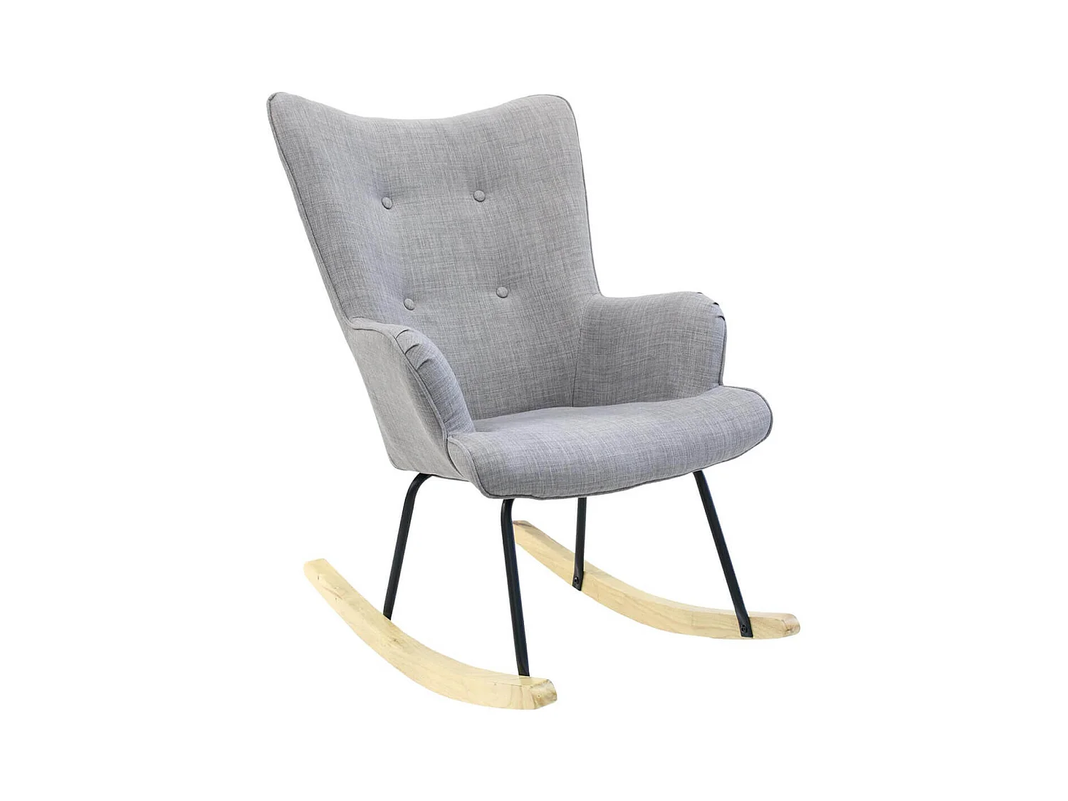 POHJA - Fauteuil à Bascule Gris Dossier Capitonné