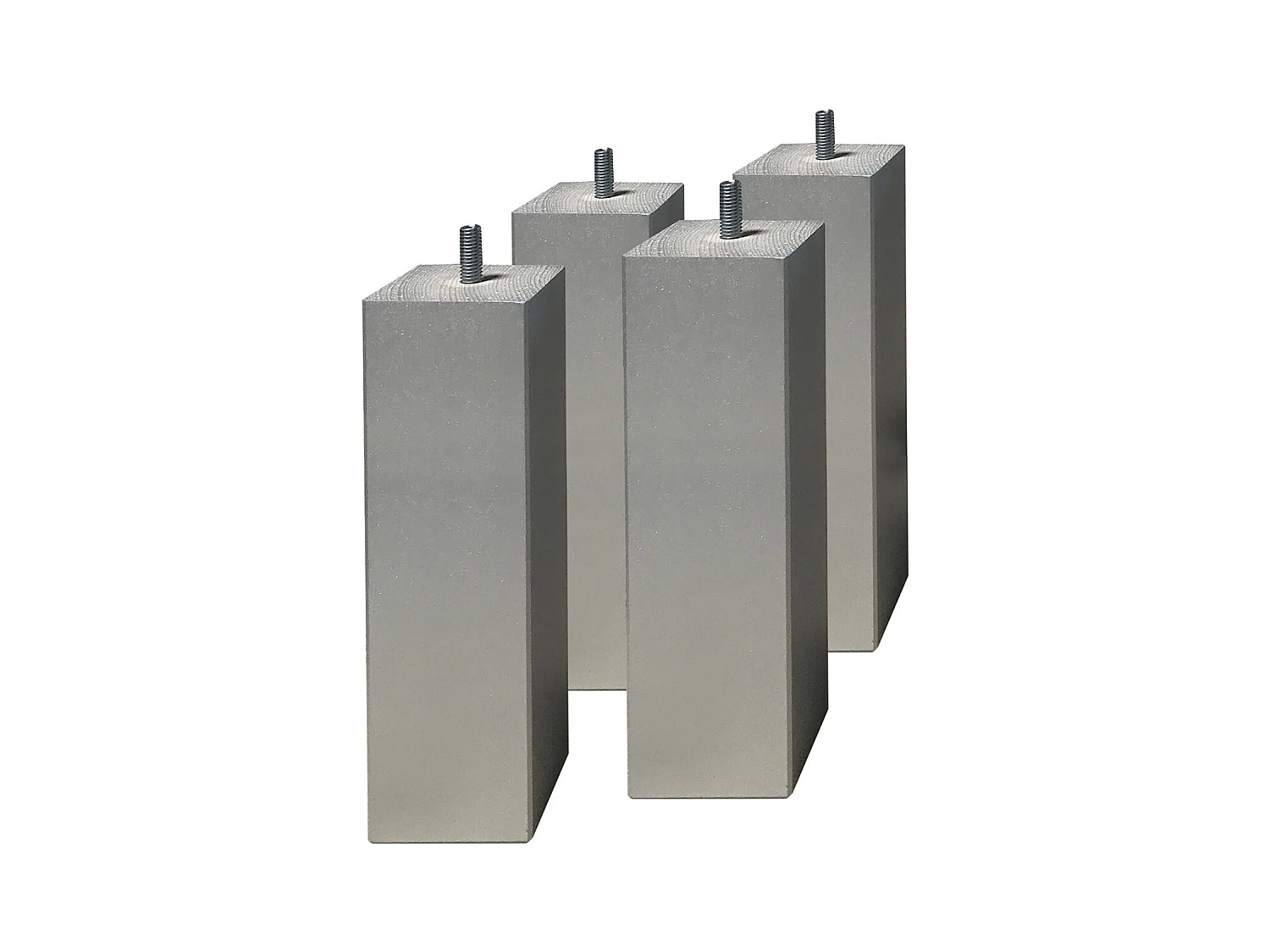 LILOO - Jeu de 4 pieds carrés 20cm gris argent pour sommier tapissier
