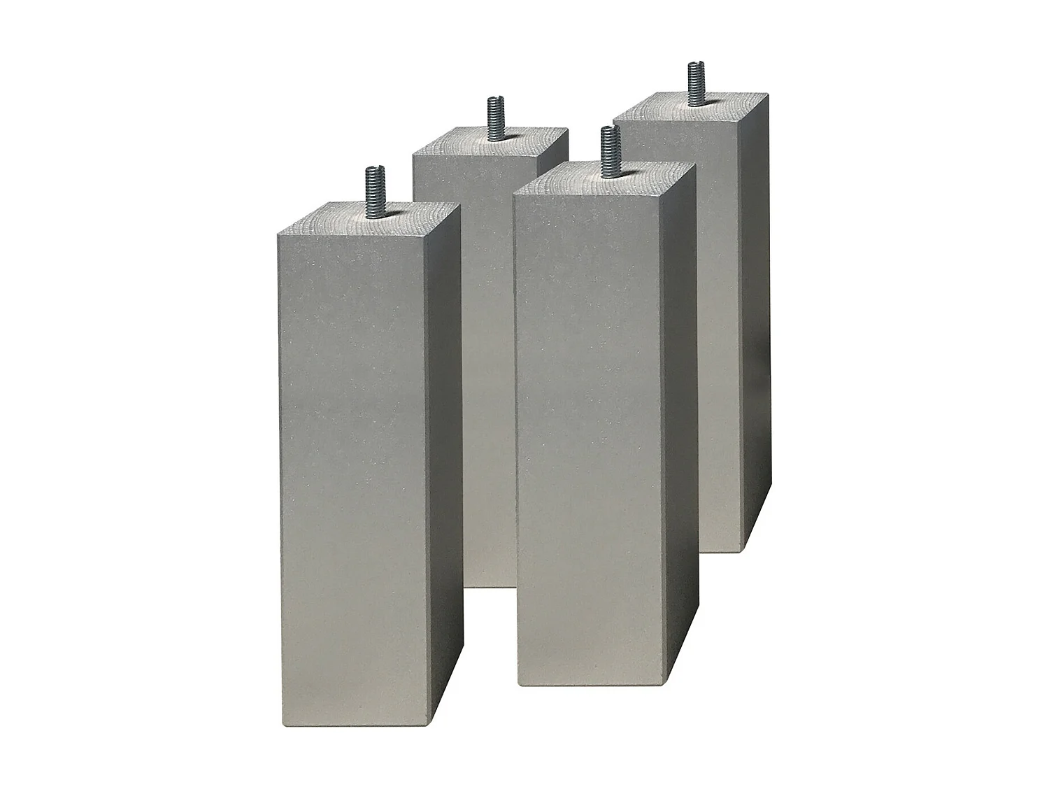 LILOO - Jeu de 4 pieds carrés 20cm gris argent pour sommier tapissier