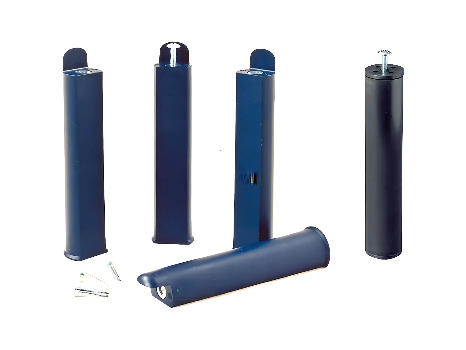 PLAST - Jeu de 4 pieds 28 cm bleus + pied central pour cadre à lattes