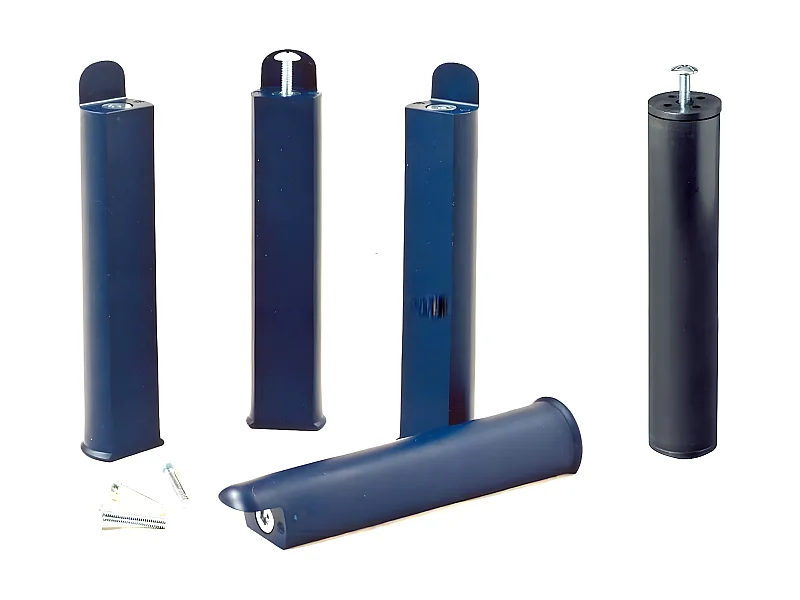 PLAST - Jeu de 4 pieds 28 cm bleus + pied central pour cadre à lattes