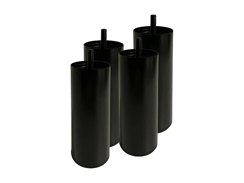 PILLAR - Jeu de 4 Pieds Métalliques Noir 15cm pour Sommier Tapissier