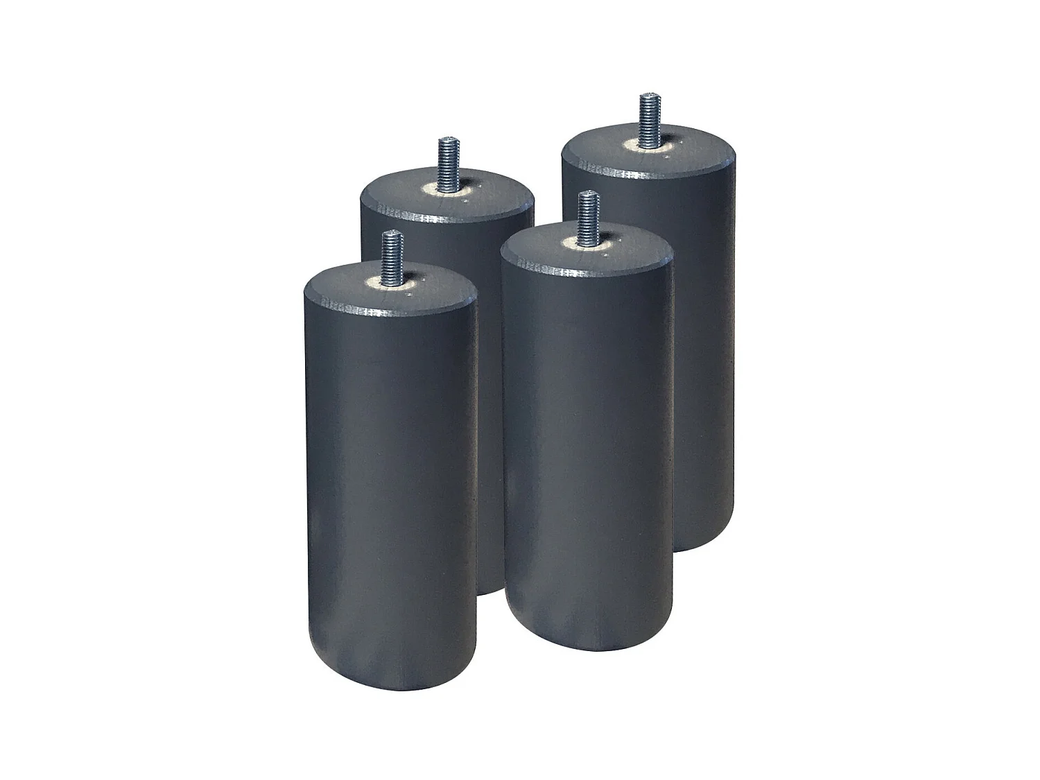 ELEA - Jeu de 4 pieds 15 cm gris anthracite pour sommier tapissier