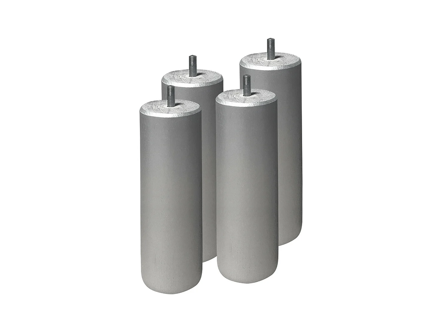 ELEA - Jeu de 4 pieds 20 cm gris argent pour sommier tapissier