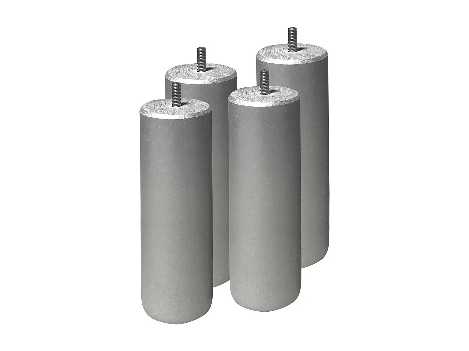 ELEA - Jeu de 4 pieds 20 cm gris argent pour sommier tapissier