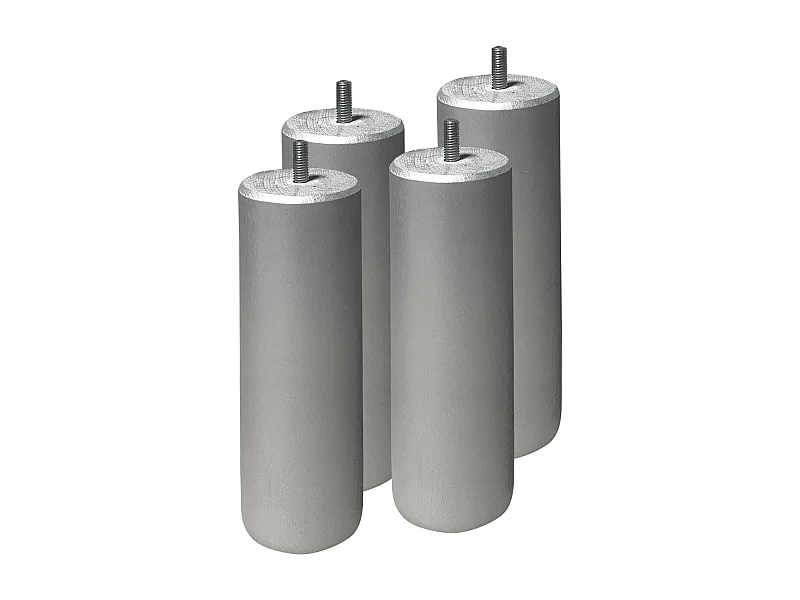 ELEA - Jeu de 4 pieds 20 cm gris argent pour sommier tapissier