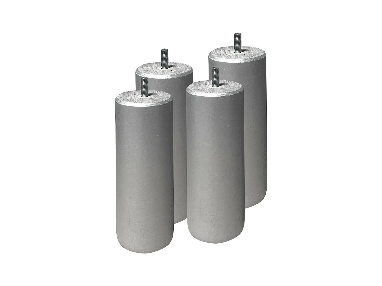 ELEA - Jeu de 4 pieds 15 cm gris argent pour sommier tapissier