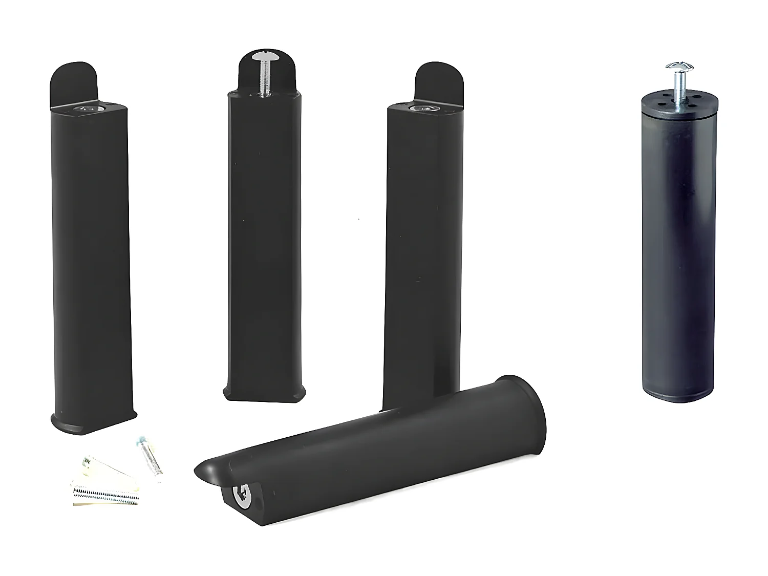 PLAST - Jeu de 4 pieds 22 cm noirs + pied central pour cadre à lattes