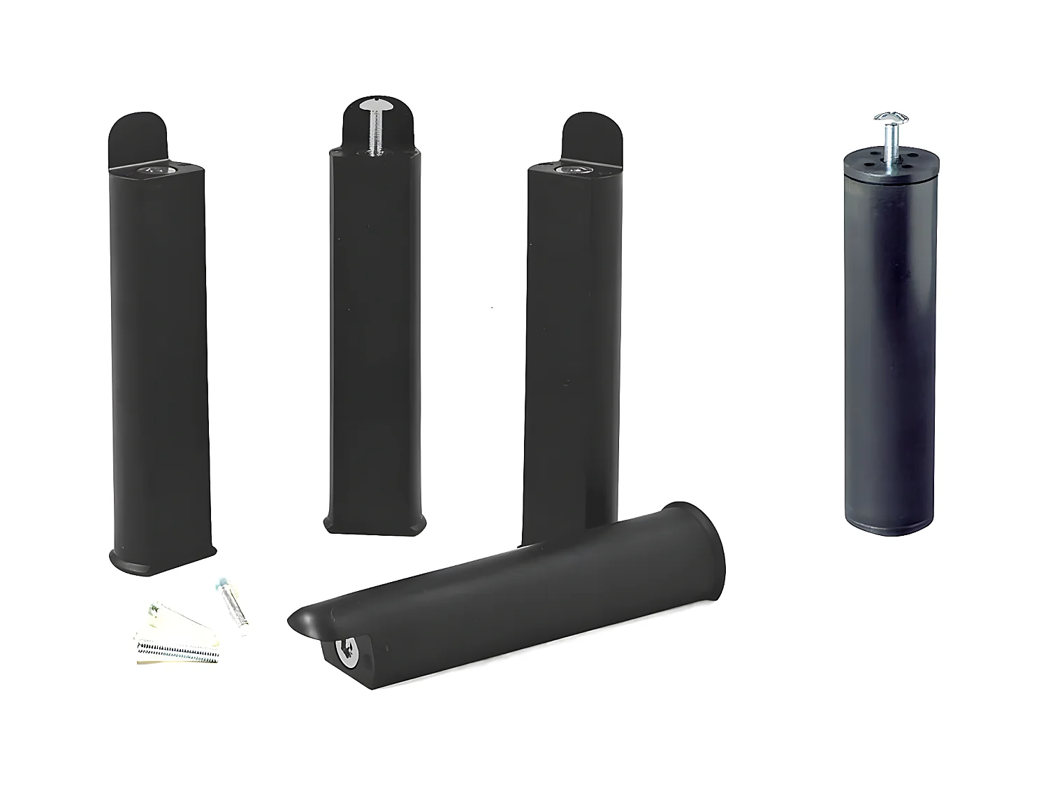 PLAST - Jeu de 4 pieds 22 cm noirs + pied central pour cadre à lattes
